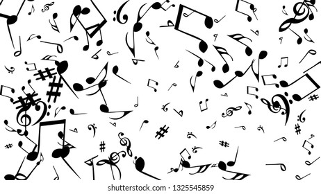 Musical Signs. Modern Background with Notes. Vector Element for Musical Poster, Banner, Advertising, Card. Minimalistic Simple Background.
