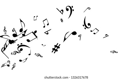 Musical Signs. Modern Background with Notes. Vector Element for Musical Poster, Banner, Advertising, Card. Minimalistic Simple Background.
