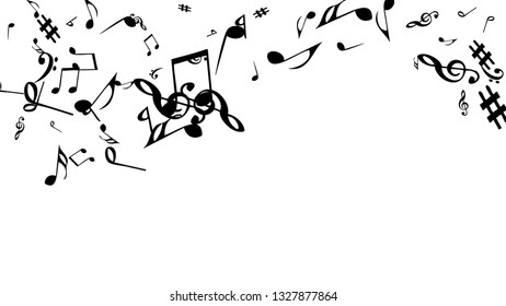 Musical Signs. Modern Background with Notes. Vector Element for Musical Poster, Banner, Advertising, Card. Minimalistic Simple Background.
