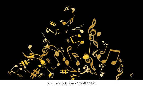 Musical Signs. Modern Background with Notes. Vector Element for Musical Poster, Banner, Advertising, Card. Minimalistic Simple Background.
