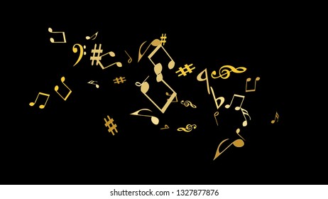 Musical Signs. Modern Background with Notes. Vector Element for Musical Poster, Banner, Advertising, Card. Minimalistic Simple Background.
