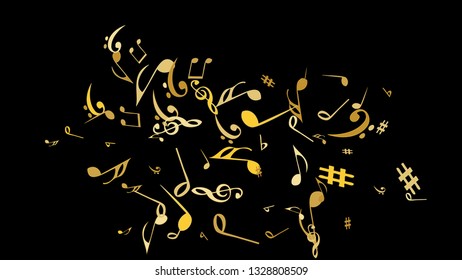 Musical Signs. Modern Background with Notes. Vector Element for Musical Poster, Banner, Advertising, Card. Minimalistic Simple Background.
