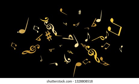 Musical Signs. Modern Background with Notes. Vector Element for Musical Poster, Banner, Advertising, Card. Minimalistic Simple Background.
