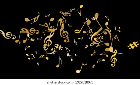 Musical Signs. Modern Background with Notes. Vector Element for Musical Poster, Banner, Advertising, Card. Minimalistic Simple Background.
