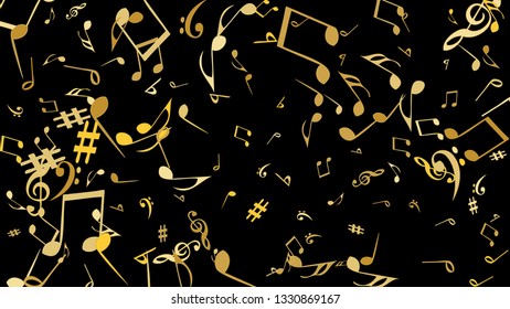 Musical Signs. Modern Background with Notes. Vector Element for Musical Poster, Banner, Advertising, Card. Minimalistic Simple Background.
