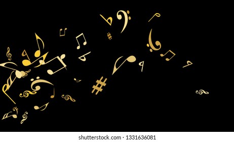 Musical Signs. Modern Background with Notes. Vector Element for Musical Poster, Banner, Advertising, Card. Minimalistic Simple Background.
