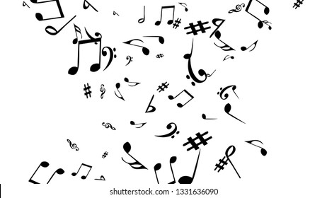 Musical Signs. Modern Background with Notes. Vector Element for Musical Poster, Banner, Advertising, Card. Minimalistic Simple Background.
