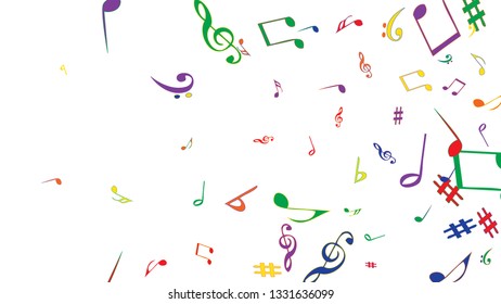 Musical Signs. Modern Background with Notes. Vector Element for Musical Poster, Banner, Advertising, Card. Minimalistic Simple Background.
