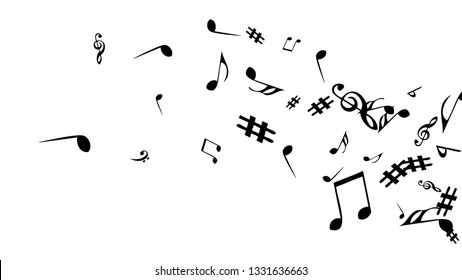 Musical Signs. Modern Background with Notes. Vector Element for Musical Poster, Banner, Advertising, Card. Minimalistic Simple Background.
