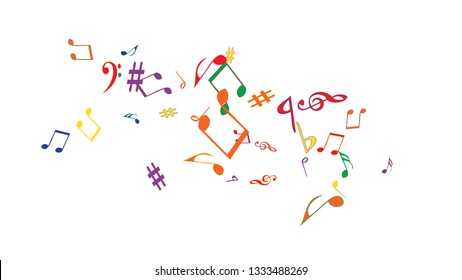Musical Signs. Modern Background with Notes. Vector Element for Musical Poster, Banner, Advertising, Card. Minimalistic Simple Background.
