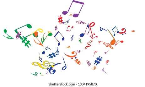 Musical Signs. Modern Background with Notes. Vector Element for Musical Poster, Banner, Advertising, Card. Minimalistic Simple Background.
