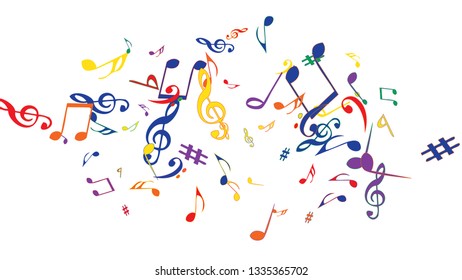 Musical Signs. Modern Background with Notes. Vector Element for Musical Poster, Banner, Advertising, Card. Minimalistic Simple Background.
