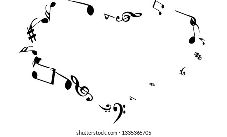 Musical Signs. Modern Background with Notes. Vector Element for Musical Poster, Banner, Advertising, Card. Minimalistic Simple Background.
