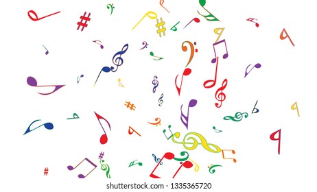 Musical Signs. Modern Background with Notes. Vector Element for Musical Poster, Banner, Advertising, Card. Minimalistic Simple Background.
