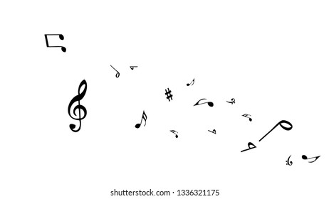 Musical Signs. Modern Background with Notes. Vector Element for Musical Poster, Banner, Advertising, Card. Minimalistic Simple Background.
