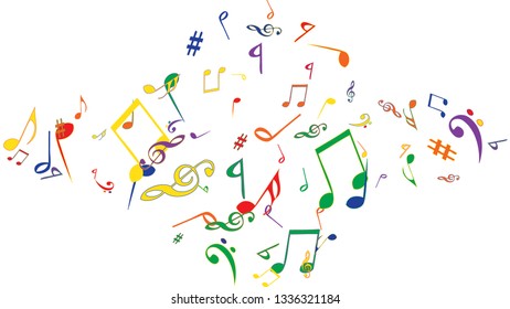 Musical Signs. Modern Background with Notes. Vector Element for Musical Poster, Banner, Advertising, Card. Minimalistic Simple Background.
