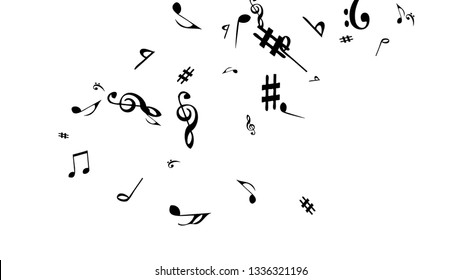 Musical Signs. Modern Background with Notes. Vector Element for Musical Poster, Banner, Advertising, Card. Minimalistic Simple Background.
