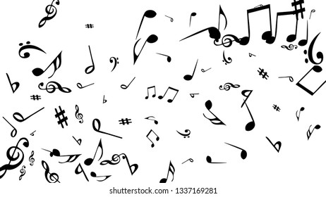 Musical Signs. Modern Background with Notes. Vector Element for Musical Poster, Banner, Advertising, Card. Minimalistic Simple Background.
