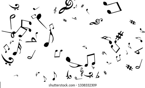 Musical Signs. Modern Background with Notes. Vector Element for Musical Poster, Banner, Advertising, Card. Minimalistic Simple Background.
