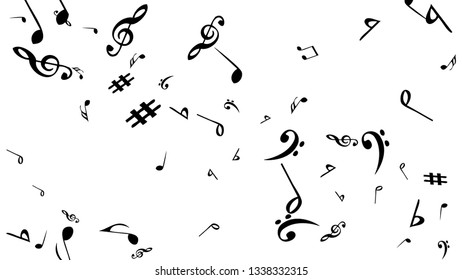 Musical Signs. Modern Background with Notes. Vector Element for Musical Poster, Banner, Advertising, Card. Minimalistic Simple Background.
