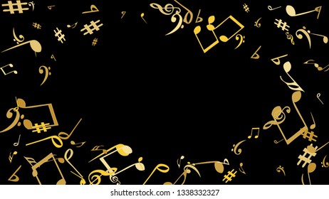 Musical Signs. Modern Background with Notes. Vector Element for Musical Poster, Banner, Advertising, Card. Minimalistic Simple Background.
