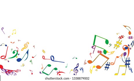 Musical Signs. Modern Background with Notes. Vector Element for Musical Poster, Banner, Advertising, Card. Minimalistic Simple Background.
