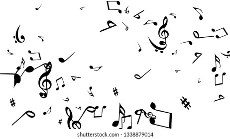 Musical Signs. Modern Background with Notes. Vector Element for Musical Poster, Banner, Advertising, Card. Minimalistic Simple Background.
