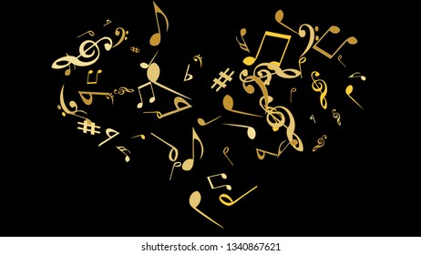 Musical Signs. Modern Background with Notes. Vector Element for Musical Poster, Banner, Advertising, Card. Minimalistic Simple Background.
