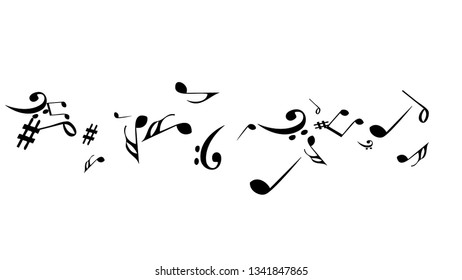 Musical Signs. Modern Background with Notes. Vector Element for Musical Poster, Banner, Advertising, Card. Minimalistic Simple Background.
