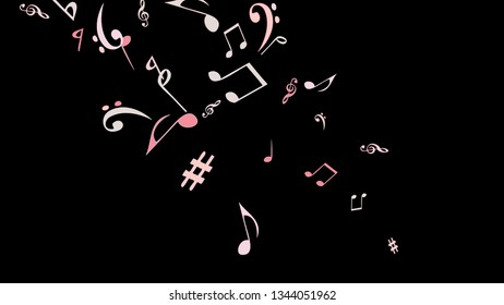 Musical Signs. Modern Background with Notes. Vector Element for Musical Poster, Banner, Advertising, Card. Minimalistic Simple Background.
