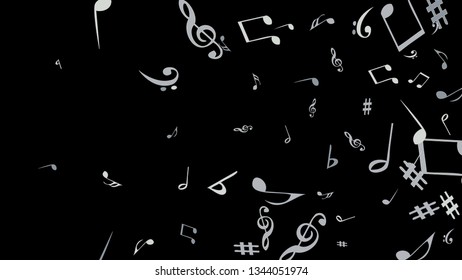 Musical Signs. Modern Background with Notes. Vector Element for Musical Poster, Banner, Advertising, Card. Minimalistic Simple Background.
