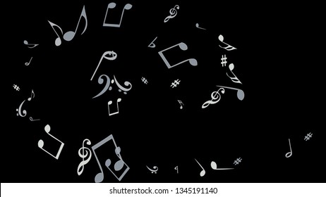 Musical Signs. Modern Background with Notes. Vector Element for Musical Poster, Banner, Advertising, Card. Minimalistic Simple Background.