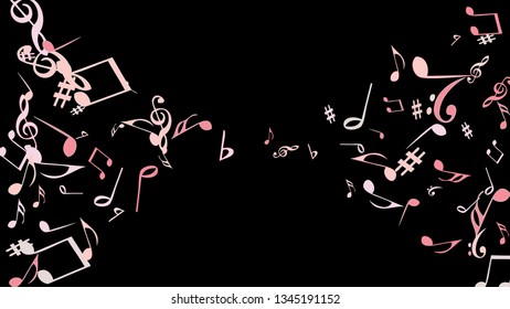 Musical Signs. Modern Background with Notes. Vector Element for Musical Poster, Banner, Advertising, Card. Minimalistic Simple Background.
