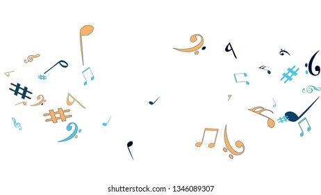 Musical Signs. Modern Background with Notes. Vector Element for Musical Poster, Banner, Advertising, Card. Minimalistic Simple Background.
