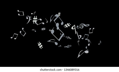 Musical Signs. Modern Background with Notes. Vector Element for Musical Poster, Banner, Advertising, Card. Minimalistic Simple Background.
