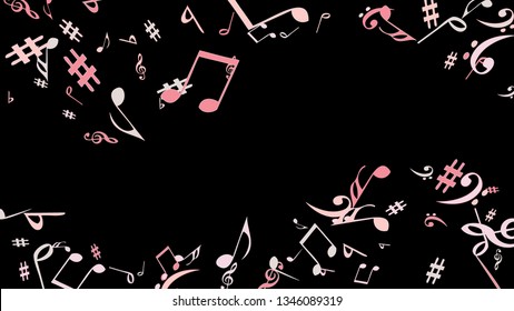 Musical Signs. Modern Background with Notes. Vector Element for Musical Poster, Banner, Advertising, Card. Minimalistic Simple Background.
