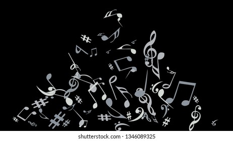 Musical Signs. Modern Background with Notes. Vector Element for Musical Poster, Banner, Advertising, Card. Minimalistic Simple Background.
