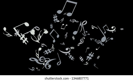 Musical Signs. Modern Background with Notes. Vector Element for Musical Poster, Banner, Advertising, Card. Minimalistic Simple Background.
