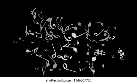 Musical Signs. Modern Background with Notes. Vector Element for Musical Poster, Banner, Advertising, Card. Minimalistic Simple Background.
