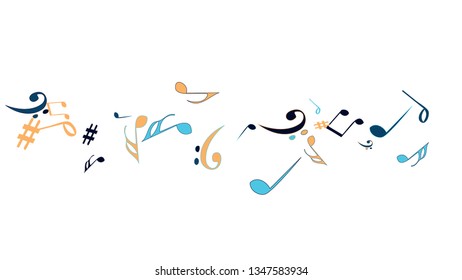 Musical Signs. Modern Background with Notes. Vector Element for Musical Poster, Banner, Advertising, Card. Minimalistic Simple Background.
