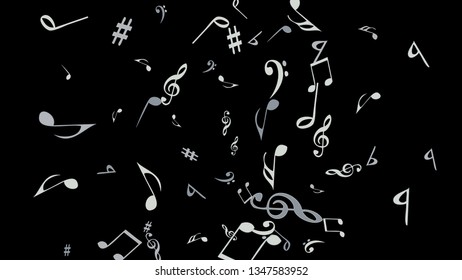 Musical Signs. Modern Background with Notes. Vector Element for Musical Poster, Banner, Advertising, Card. Minimalistic Simple Background.
