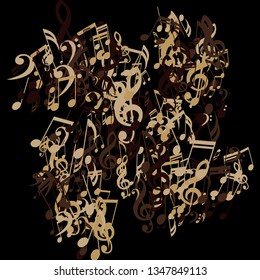 Musical Signs. Modern Background with Notes, Bass and Treble Clefs. Vector Element for Musical Poster, Banner, Advertising, Card. Minimalistic Simple Background.