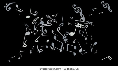 Musical Signs. Modern Background with Notes. Vector Element for Musical Poster, Banner, Advertising, Card. Minimalistic Simple Background.
