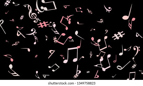 Musical Signs. Modern Background with Notes. Vector Element for Musical Poster, Banner, Advertising, Card. Minimalistic Simple Background.
