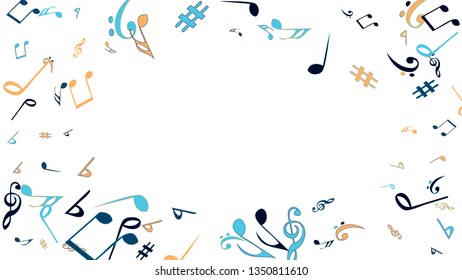 Musical Signs. Modern Background with Notes. Vector Element for Musical Poster, Banner, Advertising, Card. Minimalistic Simple Background.
