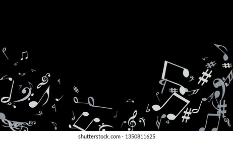 Musical Signs. Modern Background with Notes. Vector Element for Musical Poster, Banner, Advertising, Card. Minimalistic Simple Background.
