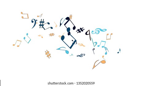 Musical Signs. Modern Background with Notes. Vector Element for Musical Poster, Banner, Advertising, Card. Minimalistic Simple Background.
