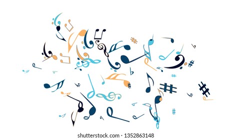 Musical Signs. Modern Background with Notes. Vector Element for Musical Poster, Banner, Advertising, Card. Minimalistic Simple Background.

