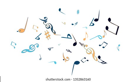 Musical Signs. Modern Background with Notes. Vector Element for Musical Poster, Banner, Advertising, Card. Minimalistic Simple Background.
