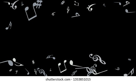 Musical Signs. Modern Background with Notes. Vector Element for Musical Poster, Banner, Advertising, Card. Minimalistic Simple Background.
